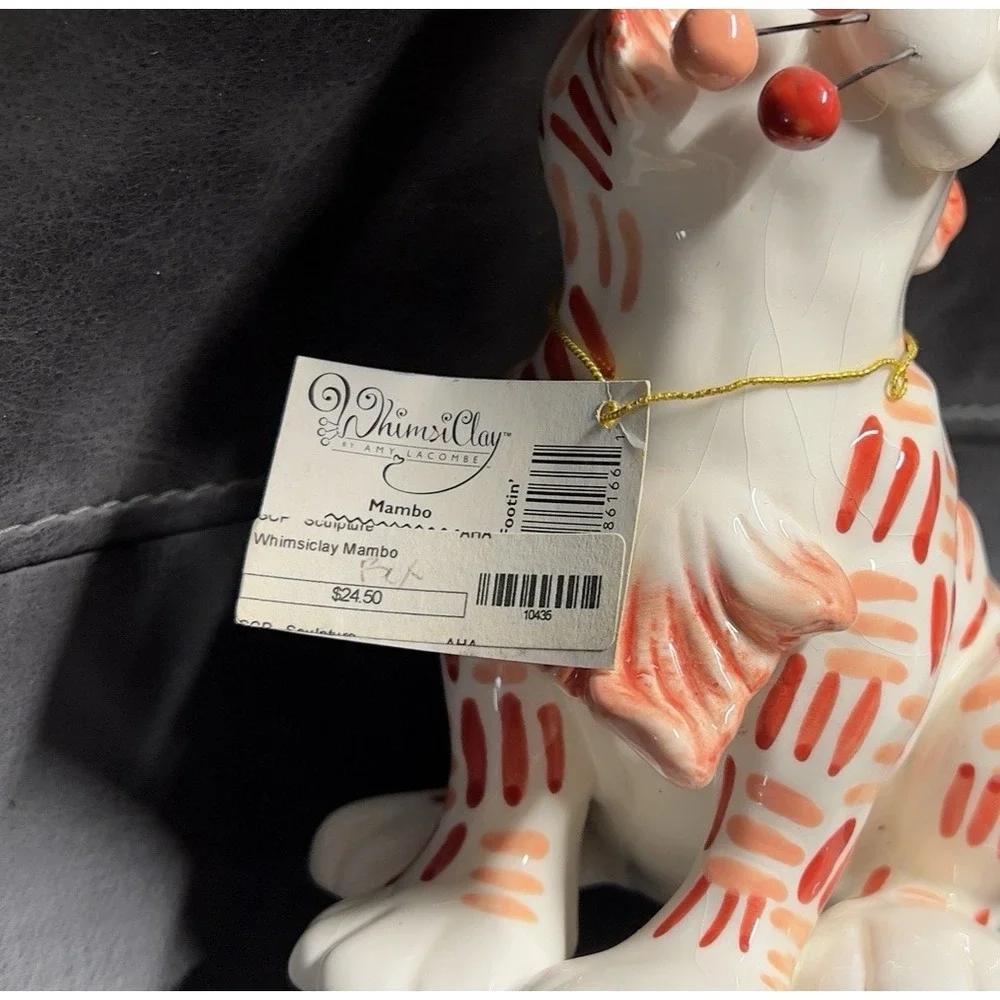 2004‎ Whimsiclay Cat By Amy Lacombe #86166 MAMBO Coral Orange Stripes
